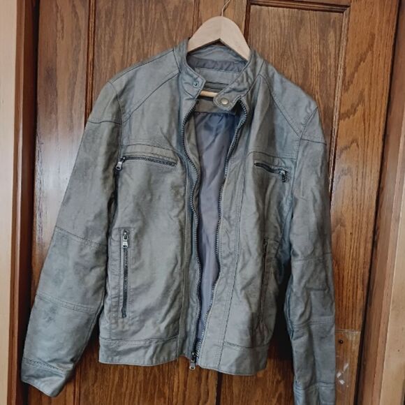 Men's Calvin Klein Faux Leather Bomber/Motorcycle Jacket - Picture 1 of 16